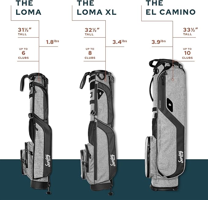 The Original Sunday Golf Loma Bag – Lightweight Golf Bag with Strap & Stand, Easy to Carry Pitch n Putt Stand Bag for Driving Range, Par 3 & Executive Courses, 31 Inches