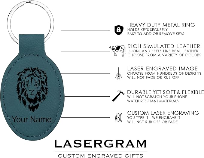 LaserGram Oval Keychain, Golf Ball, Personalized Engraving Included (Slate Blue)