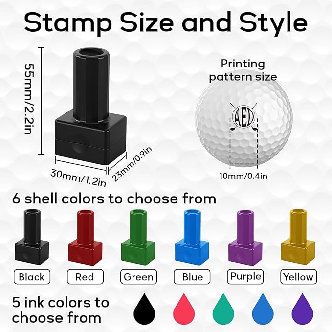 Personalized Golf Ball Stamp – Custom Golf Ball Marker Stamp with Name, Initials, Logo or Year – Self-Inking, Waterproof, Refillable Ink – Golf Accessories Gift for Men, Dad, Golfer (Style 2)