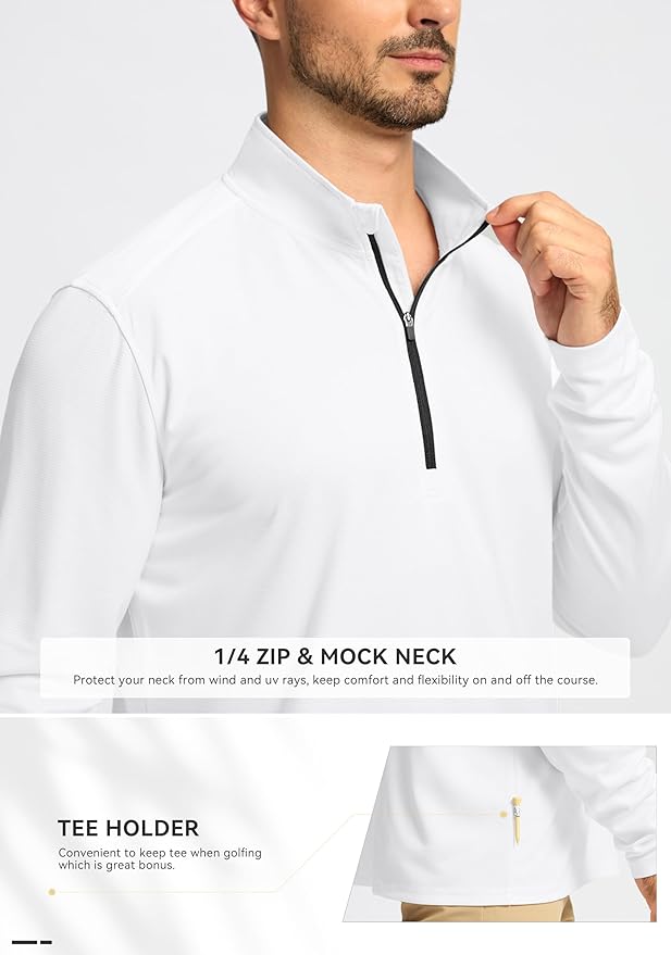 Obla Golf Quarter Zip Pullover for Men Mock Neck Sweatshirt Lightweight Sun Protection Men's Long Sleeve Golf Shirt