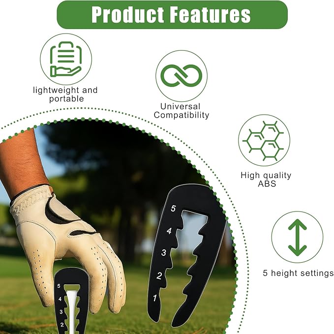 2 Pack Adjustable Golf Tee Height Tool, Outdoor Golf Training Aid Precision Tee Height Setter Elevator Tools for Consistent Swings