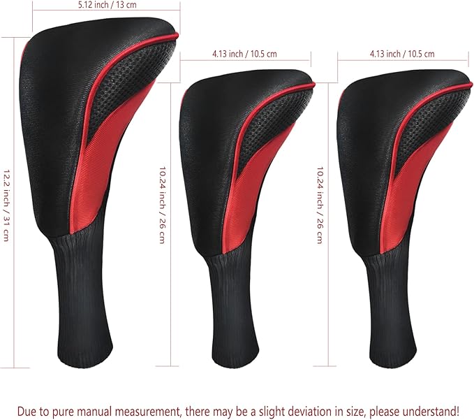 Golf Club Head Covers for Fairway Woods Driver Hybrids 3 Pieces Long Neck Mesh Sports Fan Golf Club Headcovers Set with Interchangeable No. Tags 3 4 5 6 7 X Golf Accessories for Men Women