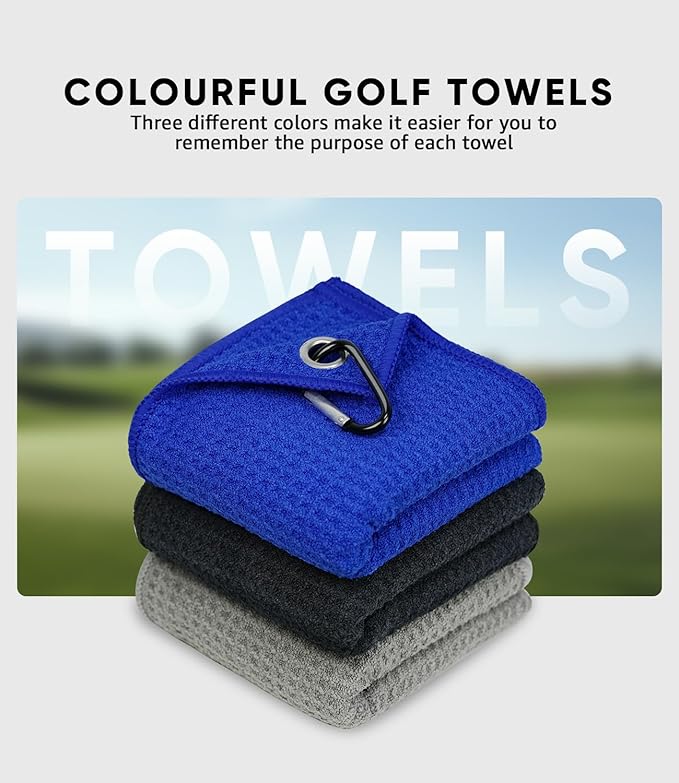 Pro Golf Towel Microfiber Golf Towel for Golf Bags (16" X 16") with Hook, Loop Fastener and Gift Box, Essentials Golf Accessories for Men, Golf Gifts for Men/Women