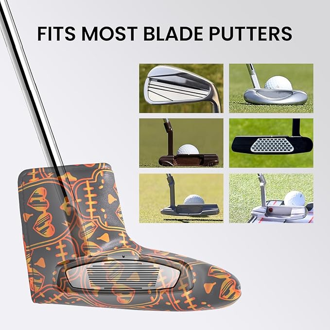 FINGER TEN Golf Blade Putter Cover Premium Synthetic Leather Stylish Design, Universal Headcover Waterproof Protection, Durable Headcovers Covers Fit Most Blade Putters for Men Women