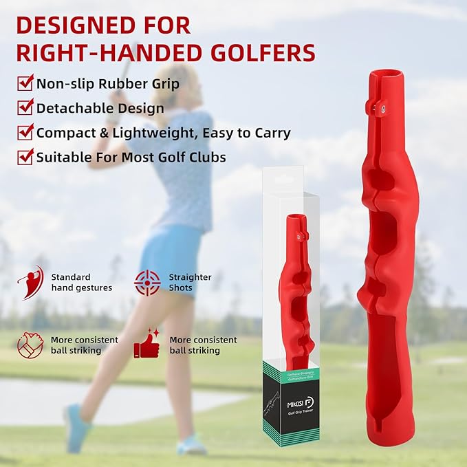 Golf Grip Trainer, Golf Grip Training Aid for Correct Hand Positioning, Removable Swing Grip for right Golfers