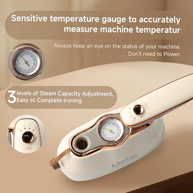 Steamer For Clothes, Steamer ＆ Iron 2 In 1,Portable Handheld travel Steam,1200W 15s Heat Up for Travel Size,Wrinkle Remover,200ml Tank,3 Modes for dress shirts for home travel,Beige, 120V