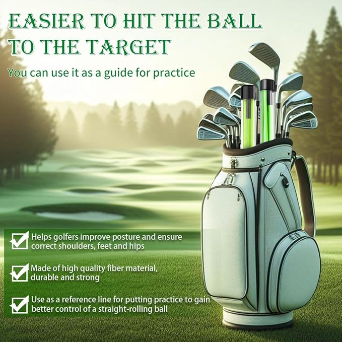 CAITON Golf Alignment Sticks 2 Sets - 48inch Alignment Practice Rods, Foldable for Easy Portability, Golf Training Aids to Improve Golf Swing, Putting Posture, with Storage Tube