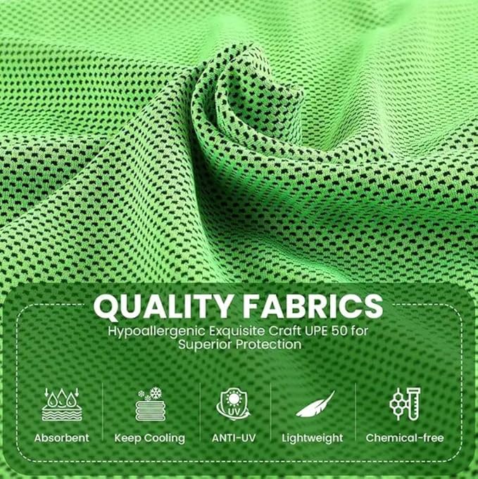 2 Pack Cooling Towels (40"x 12") with Handle Carry Package, Microfiber Ice Towel for Instant Relief, Soft Breathable Chilly Towel for Yoga, Fitness, Travel, Golf, Gym (Green/Rose Red)