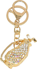 Crystal Rhinestone Golf Clubs Keychain Bag Charms Bling Golf Bag Key Chain Ring Pendant for Women Girls Handbag Purse