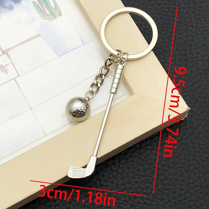 Golf Keychains Gifts Zinc Alloy Club Ball Keyring Pendant for Women Sports Fans Purse Car Keys Charms
