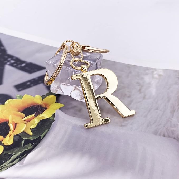 LAXPICOL Gold Letter A-Z Keychain for Women Bag Charms Purse Charms For Handbags Metal Alphabet Initial Letter Keychain