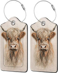 TSA Approved Luggage Tags for Suitcases Highland Cow 2 Pack Funny Leather Carnival Cruise Airport Cute Travel Name Tags Golf Bag tag Ships Essentials Privacy Cover ID Label for Women Men