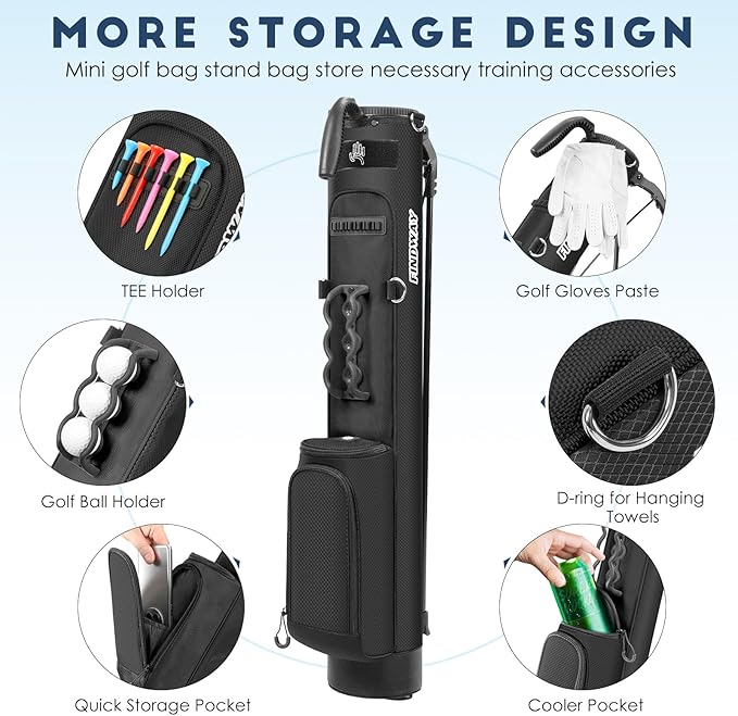 Findway Golf Stand Bag, Par 3 Golf Bag Pitch n Putt Small Golf Bag with Ball Holder and Cooler Bag, Lightweight Golf Carry Bag for Men Women