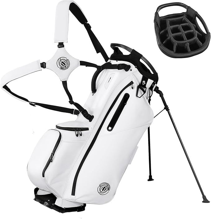 Golf Stand Bag 14 Way, Lightweight Golf Bags for Men Women with Stand, Padded Ergonomic Double Strap, Full Length Dividers, Multiple Pockets, Rain Hood