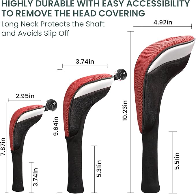 FINGER TEN Golf Club Head Covers Woods Driver Fairway Hybrid 3/4/5 Set, Headcovers Men 1 3 5 7 X Interchangeable Number Tag, Fit All Wood Clubs