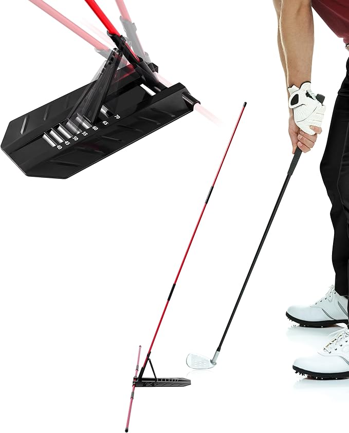 Golf Swing Training Aid, Golf Alignment Stick with Angle Plate/Holder Sets, Posture Corrector Golf Trainging Aid, Swing Plane Trainer for Aiming, Putting, Swing/Golf Practice Tools