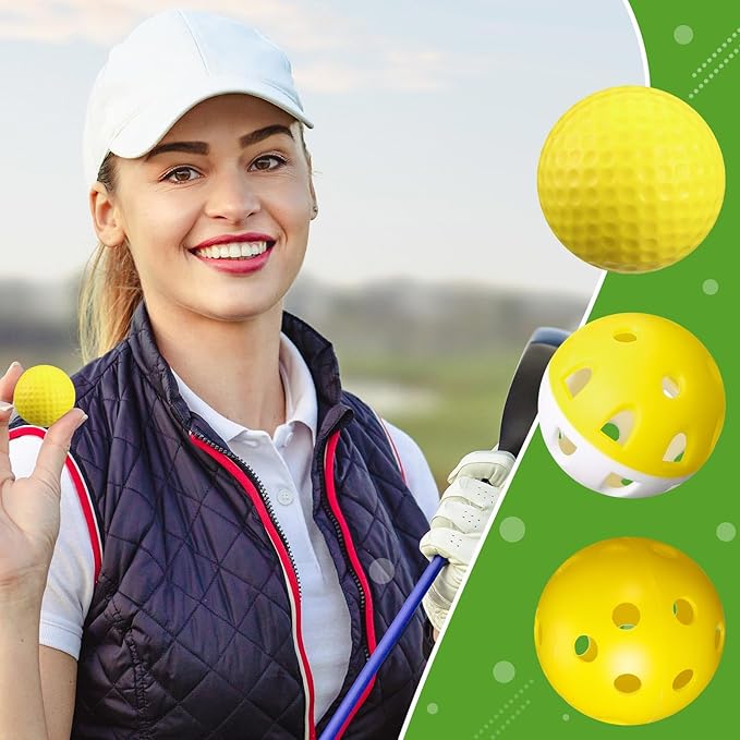 30 Pack Practice Golf Balls 42mm Rubber EVA Plastic Golf Training Ball High Visibility for Easy Tracking, Limited Flight, Hollow Airflow for Home Backyard Indoor or Outdoor