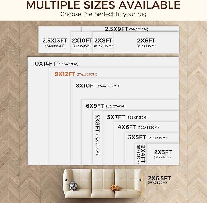 BAGAIL BASICS 9 x 12 FT Rug Pad Gripper for Hardwood Floors, Non Slip Rug Pads for Area Rugs, Extra Thick Under Rug Padding, Protect Your Rugs & Floors