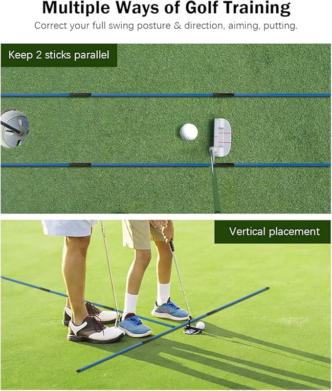 Rhino Valley Golf Alignment Sticks - 48" Collapsible Golf Practice Rods for Aiming, Putting, Full Swing Trainer, Posture Corrector with Clear Tube Case, Golf Training Equipment