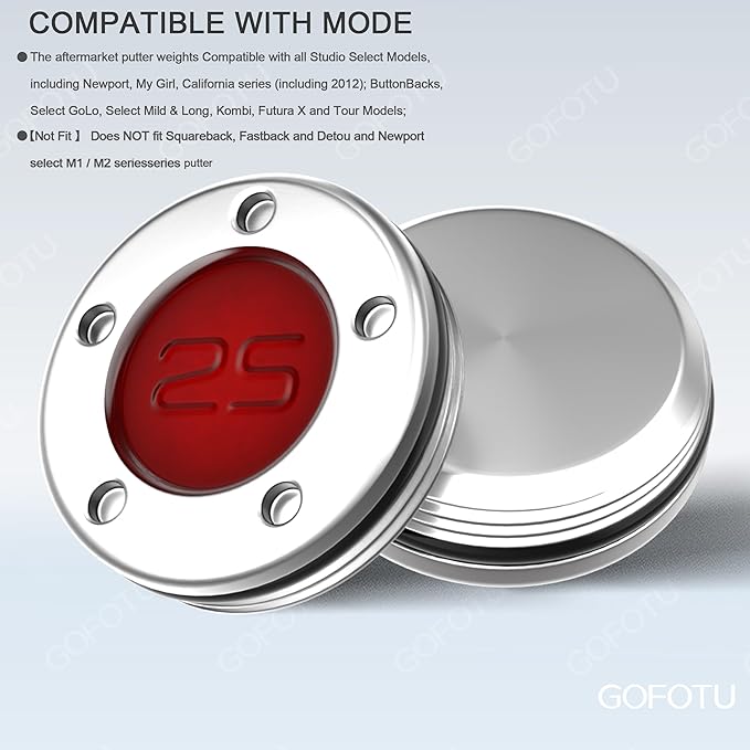 2pcs 5g-40g Golf Custom Weights Compatible with Titleist Scotty Cameron Golf Club Putters Newport Red (2PCS 25g(Doesn't include Wrench))
