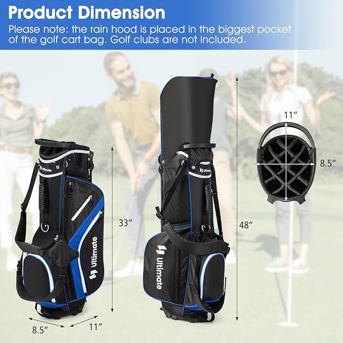 ULTIMATE 14-Way Golf Stand Bag, Portable Golf Bag w/ 6 Pockets,Cooler Bag & Waterproof Valuable Pocket, Rain Hood, Ergonomic Dual Strap System & Carrying Handles, 5 LBS Lightweight for Adults