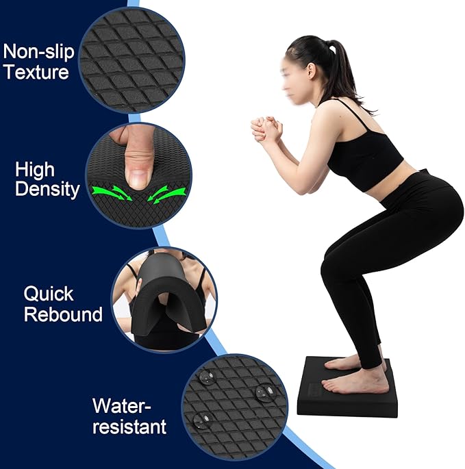 StrongTek Professional Foam Exercise Balance Pad - 15.8" x 13" x 2", High-Density TPE Foam Knee Pad, Non-Slip & Water-Resistant, for Balance Training, Physical Therapy, Yoga, and More