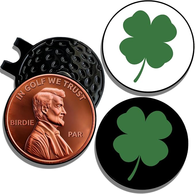 Wolf Golf Towels Golf Ball Marker Hat Clip Set | Multiple Sets to Choose from | 1 Magnetic Clip + 3 Ball Markers | Golf Accessories for Men & Women