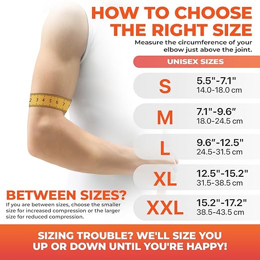 DR. BRACE® Elite Elbow Brace Support, Breathable Elbow Compression Sleeve with Gel Pad for Golfer's, Tennis Elbow & Tendonitis Treatment & Pain Relief 2024 (Grey-Orange, X-Large)