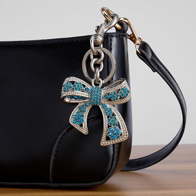 Sparkly Bow Bag Charm Rhinestone Bow Purse Charms Bows Keychain Women Bag Charm for Handbag