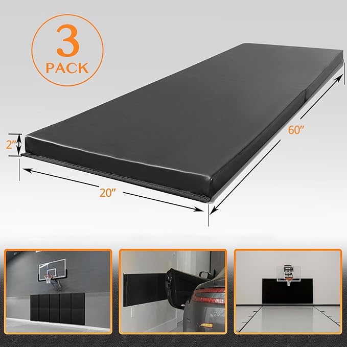 PROGOAL Gym Wall Paddings Basketball Court Wall Protection Pad - 2”Thick Foam Wall Mat Durable Protector for Wall-Mounted Basketball Hoops Garage Taekwondo（60" Lx20 W）