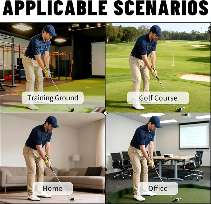 Golf Swing Trainer with Golf Swing Training Aid, Golf Grip Trainer Enhance Grip Strength Precision, Correct Hand Posture, Wrist Trainer Kit with Arm Band for All Golfers