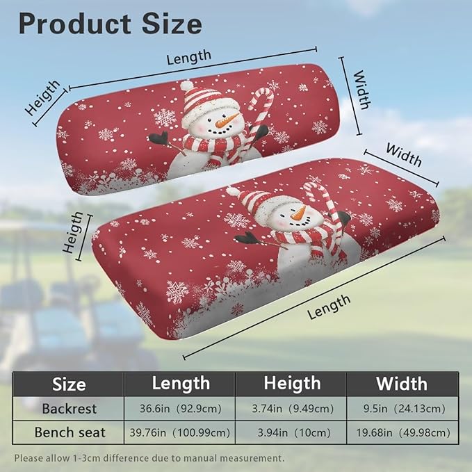 Golf Cart Seat Covers, Universal Fit & Nonskid Bottom Fits for Club Car 2 Person Seats Golf Carts