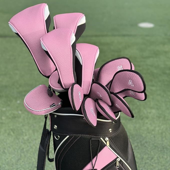 Andux 5pcs/Set Mesh Golf 460cc Driver Fairway Wood Club Head Covers Long Neck with No. Tags