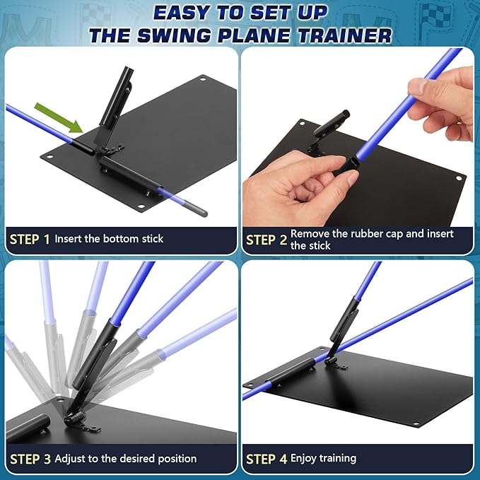 Pro Golf Alignment Sticks Holder – Adjustable Swing Plane Trainer with Weighted Base | Angle Plate Golf Training Aid for Swing Path, Putting & Aiming (Precise Scale Adjustment) (Effortless Adjust)