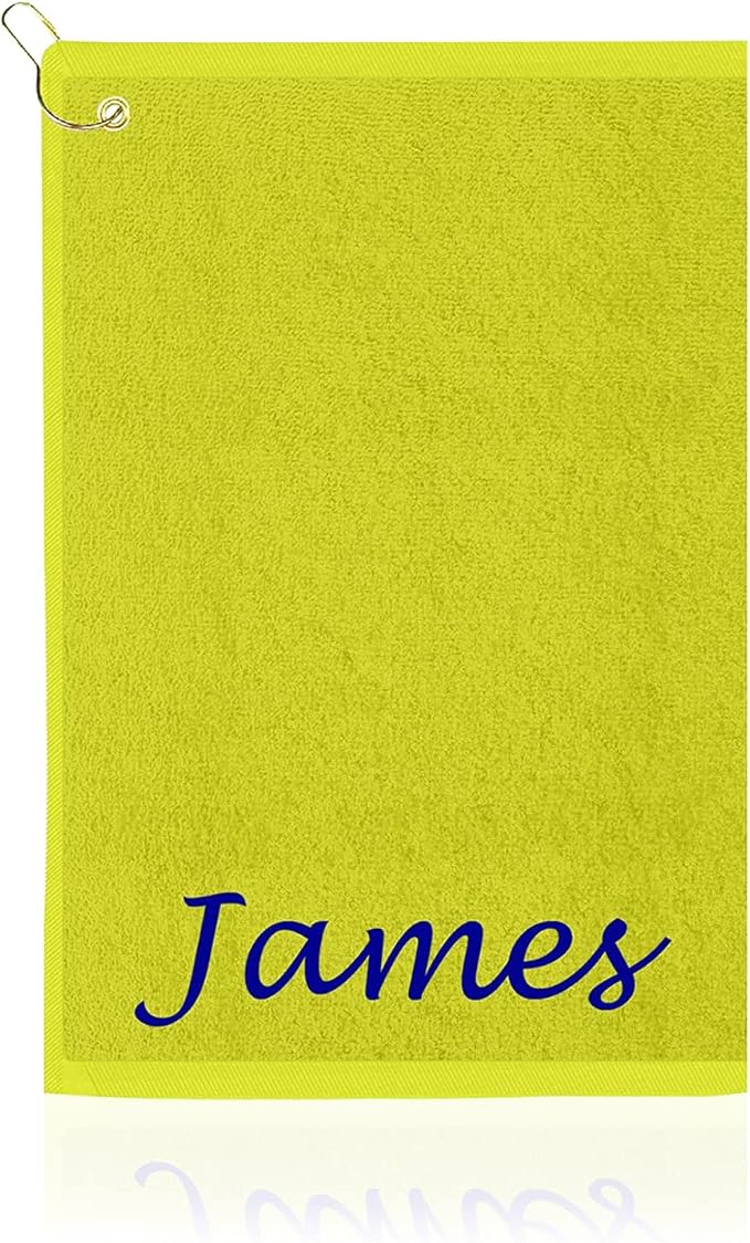 Personalized Passion Golf Towel with Embroidered Name - 16"x26" Custom Golf Towels with Clip - Soft & Highly Absorbent Plush Velour - Easily Wipes Away Sweat and Dirt - Gift for Golfers - Lime Green