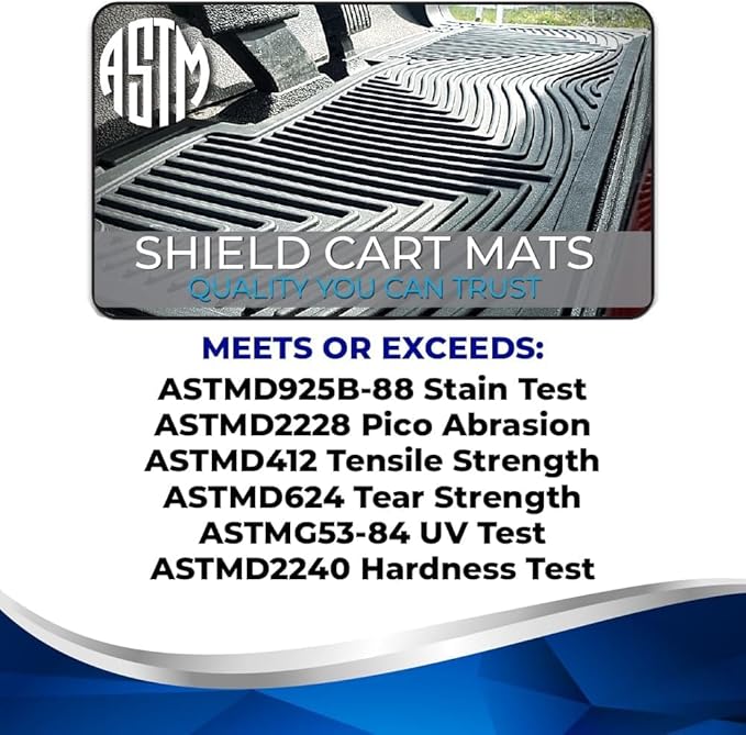 Shield Family/Club Clean Golf Cart Floor Mat - Fits Club Car E-Z-GO RXV Model - New & Improved - Only Golf car Mat to Meet 6 ASTM Standards - Industry Standard Golf Cart Mat - Golf Car Mat 8mm Thick