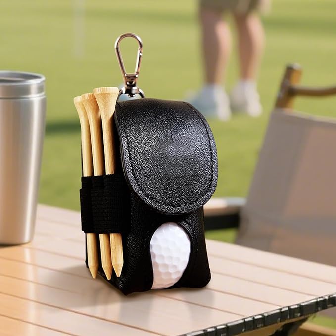 Drawelry Personalized Golf Balls Bag, Mini Golf Ball Pouch Storage Bag Portable Leather Golf Tee Holder Fathers Day Birthday Gift for Golfers Men Women