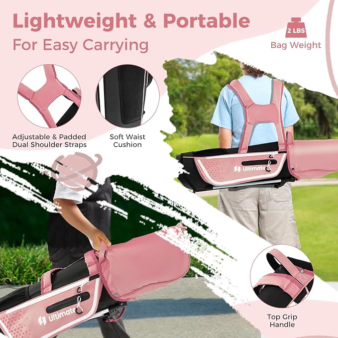 Goplus Junior Complete Golf Club Set for Kids, Right Hand Golf Clubs with Stand Bag, Rain Hood, Golf Practice Set for Ages 5-7,8-10,11-13 Boys Girls