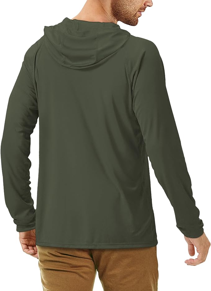 Roadbox UPF 50+ Fishing Shirts for Men, Long Sleeve UV Sun Protection Hoodie, Outdoor Hiking Running Swimming Rash Guard