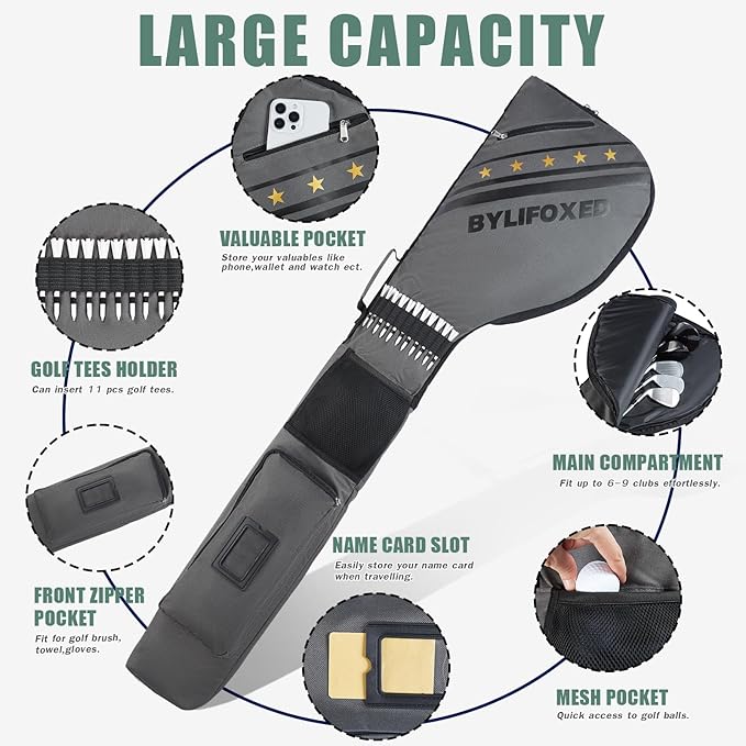 Par 3 Golf Carry Bag for Short Game,Sunday Golf Bag for Men,Small Golf Bag with Thick Foam Protection,Fit Up to 5-8 Clubs