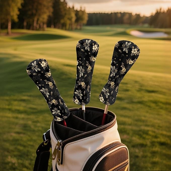 Golf Club Head Covers for Club Protective, Waterproof PU Leather Driver Fairway Wood Hybrid Head Cover