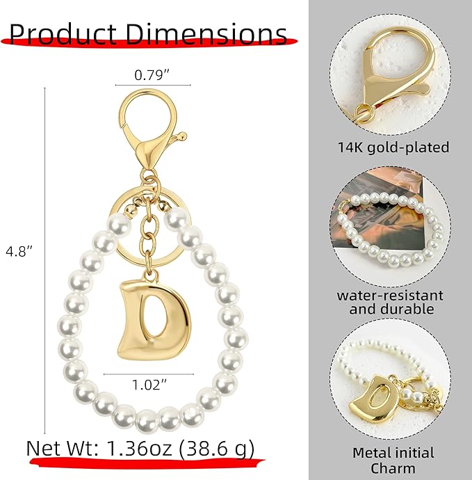 Gold Bubble Heart, Cherry, Bow & More Designs Letter Initial Keychain Bag Charms – Cute Purse Charms for Handbags