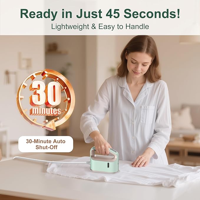 Newbealer Smart Steam Iron for Clothes - 1200W Professional-Grade Turbocharged 3 Steam & 3 Dry Heat Modes, 45s Heat-Up, 6oz Tank, Auto-Off, Nonstick Ceramic Soleplate (120V Only)