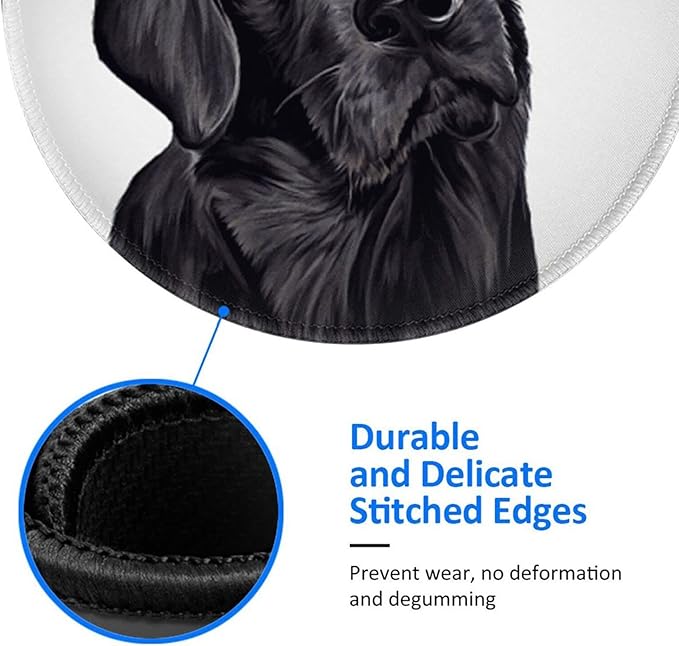 Black Lab Dog Mouse Pad, Mouse Pads for Desk, Stitched Edge Mousepad with Non-Slip Rubber Base, Gaming Mouse Mat for Computer Laptop Home Office