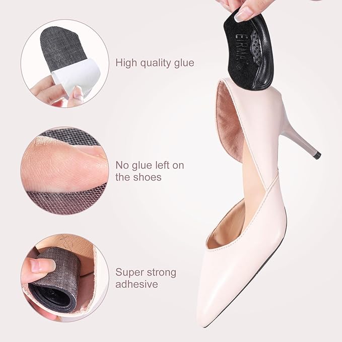 Heel Pads for Shoes:That are Too Big, Heel Cushion for Womens Shoes Soft High Heel Comfort Pads Heel Protectors for Loose Shoes, Stop Heel Pain, Heel Blisters(4 Pairs)