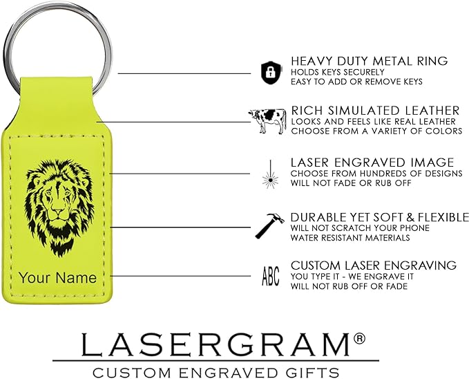 LaserGram Rectangle Keychain, Coat of Arms Germany, Personalized Engraving Included (Neon Green)