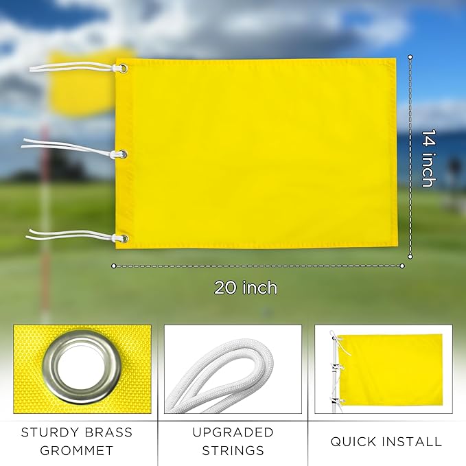KINGTOP Golf Flag 20x14 Inch - 420D Nylon, Brass Grommets - Standard Putting Green Flags for Backyard Practice, Golf Courses, Country Club