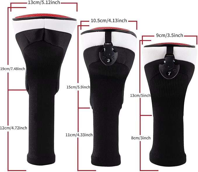 Golf Club Head Cover for Driver Fairway Hybrid 3 Pcs Woods Headcovers, Golf Accessories Head Covers Set with Interchangeable No. Tags 3 4 5 7 X Golf Accessories for Men Women