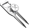 Blue Tees Golf 6-in-1 Premium Divot Tool & Ball Marker - Bottle Opener - Club Tee - Groove Cleaner - Putting Alignment - Designed to Be the Ultimate Tool for the Green – Silver