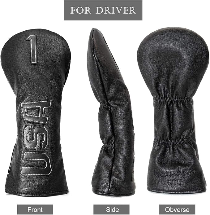 Golf Club Head Covers,USA Golf Driver Headcover Fariway Wood Covers Hybrid Head Covers 3 Wood Headcover Leather Golf Headcover with Number Tag for All Brand